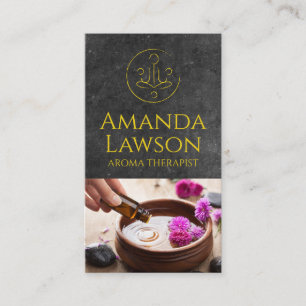 Yoga Icon   Slate Background   Aroma Oils Business Card