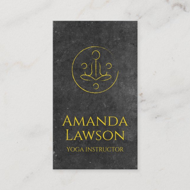 Yoga Icon | Slate Background Business Card (Front)