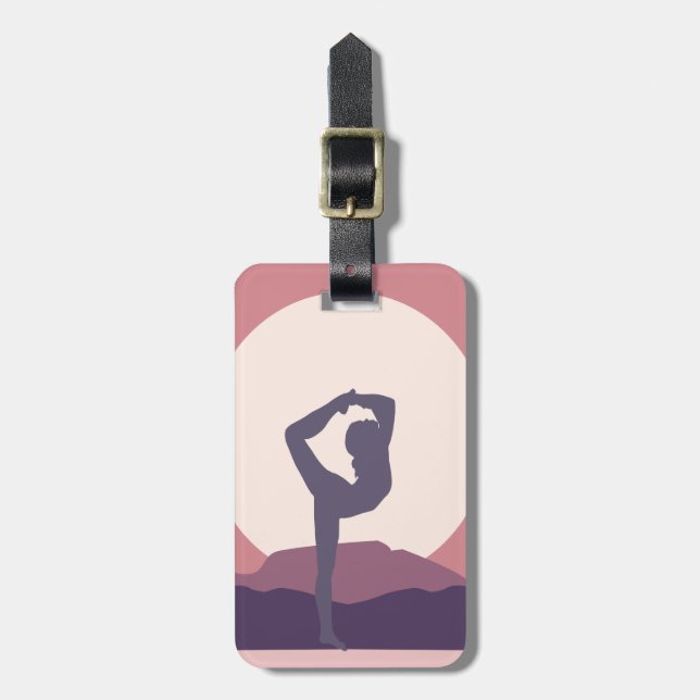 Yoga in Purple Luggage Tag (Front Vertical)