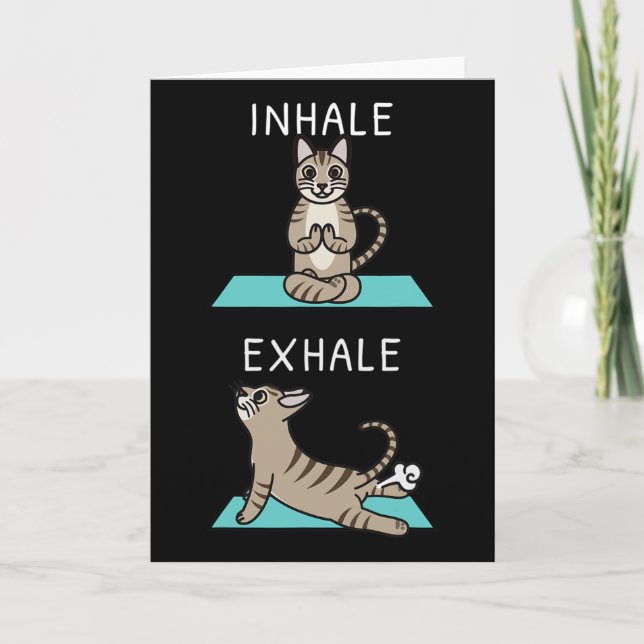 Yoga Inhale Exhale Devon Rex Cat Pet  Card (Front)