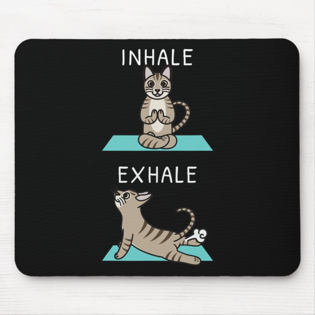 Yoga Inhale Exhale Devon Rex Cat Pet  Mouse Pad (Front)