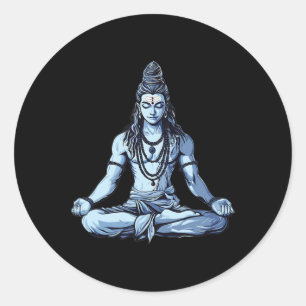 Yoga Inspired Shiva Mahadev Sitting Pose For Hindu Classic Round Sticker