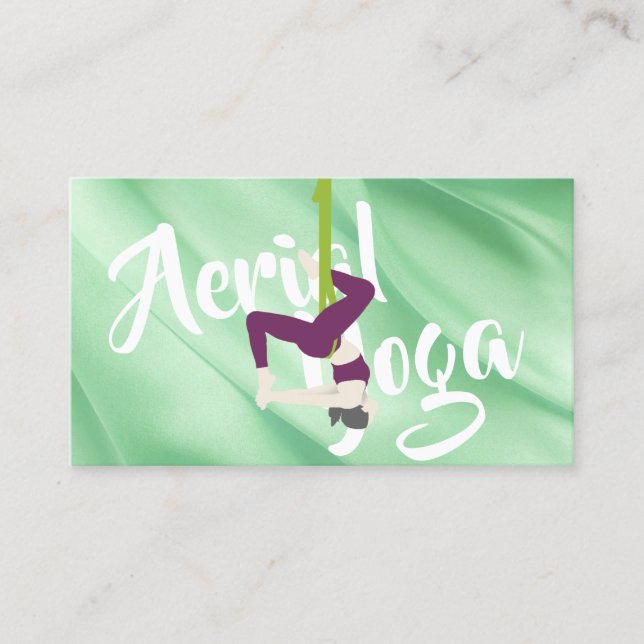 Yoga Instructor Aerial Yoga Teacher Elegant Green Business Card (Front)
