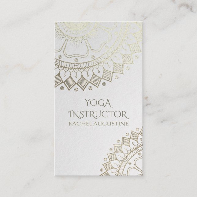YOGA Instructor Appointment Gold Mandala Navy Blue Card (Front)