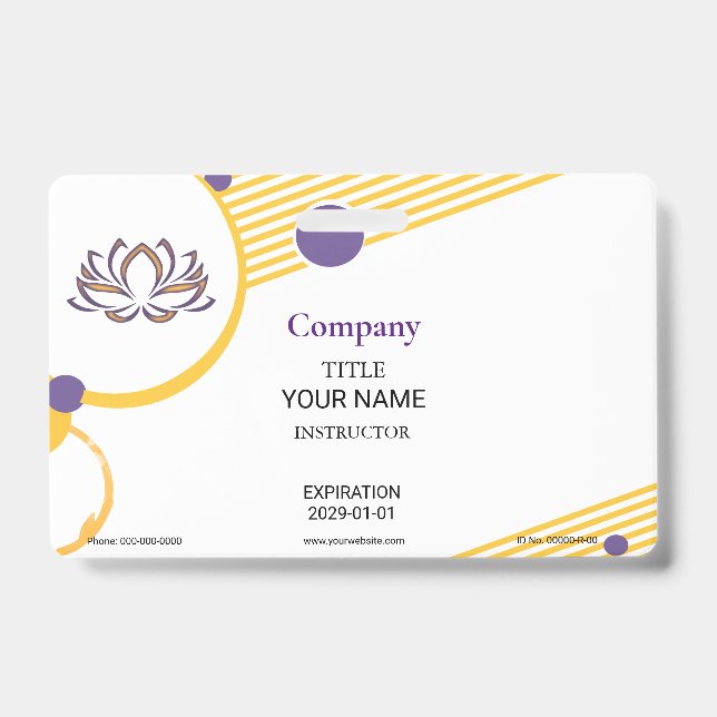 Yoga Instructor Badge ID Badge (Front)
