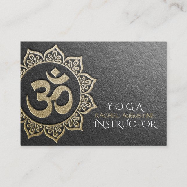 YOGA Instructor Black Gold OM Mandala Appointment Card (Front)