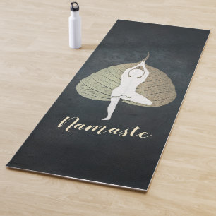 Yoga Instructor Black & Gold Tree Pose Bodhi Leaf Yoga Mat