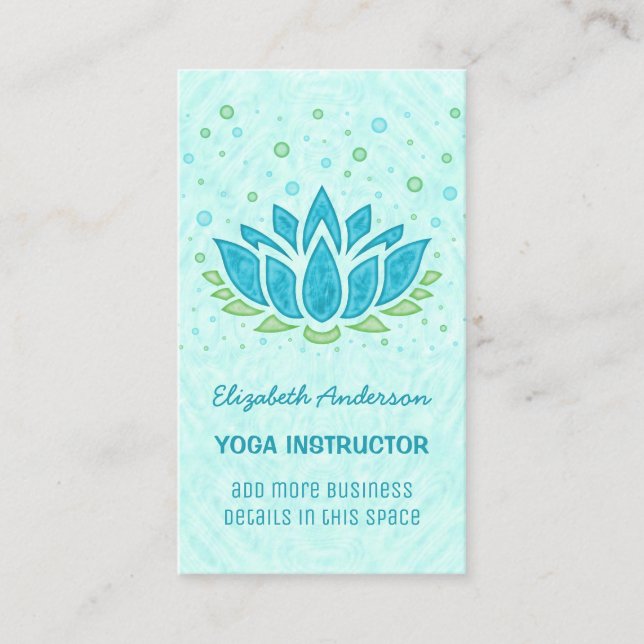 Yoga Instructor | Blue Lotus Flower Zen Meditation Business Card (Front)
