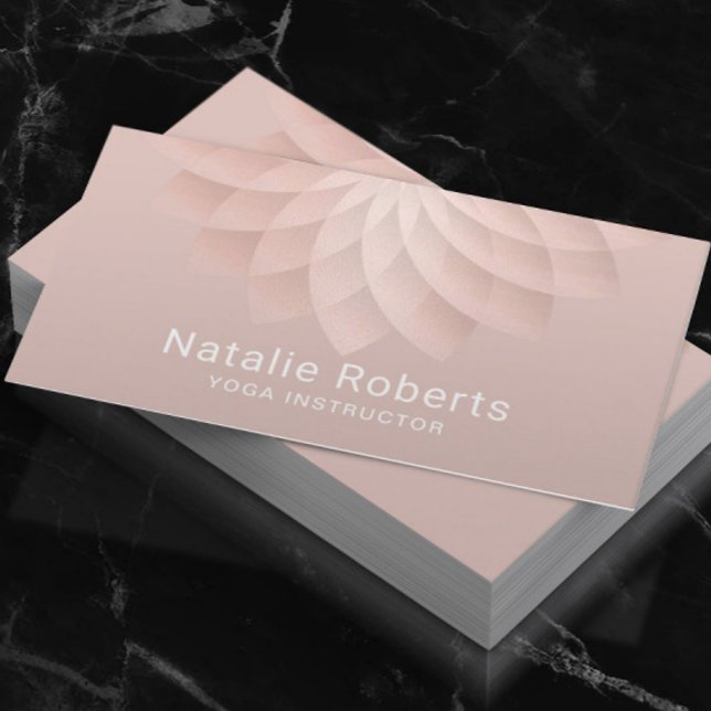 Yoga Instructor Blush Rose Gold Spiral Lotus Business Card (Creator Uploaded)