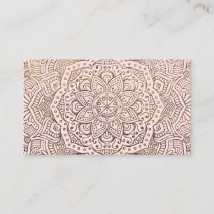 Yoga Instructor Boho Blush Gold Mandala Elegant Business Card