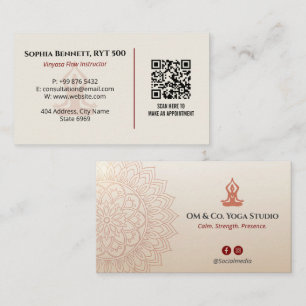 Yoga Instructor Business Calm Brown Mandala Business Card