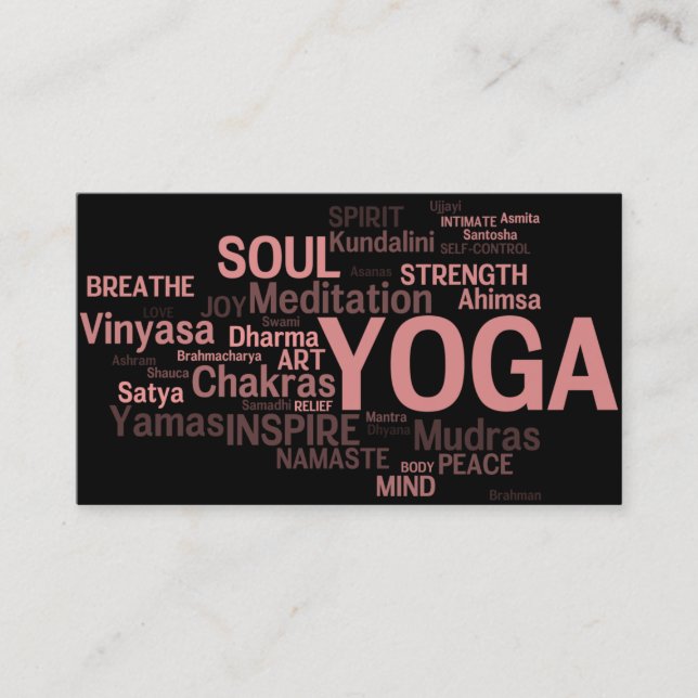 YOGA Instructor Business Card - Yoga Words (Front)