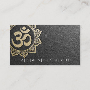 YOGA Instructor Chic Black Gold OM Mandala Loyalty Card