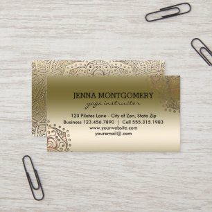 Yoga Instructor Chic Gold Boho Mandala Pattern Business Card