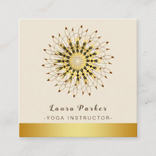 Yoga Instructor Classic Mandala Lotus Floral  Squa Square Business Card