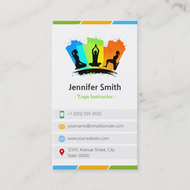 YOGA Instructor - Creative Colourful Business Card (Front)