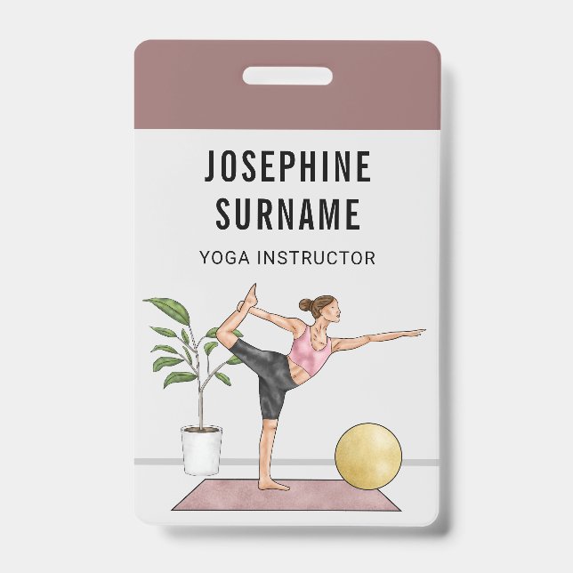 Yoga Instructor Dancer Pose Meditation Trainer ID Badge (Front)