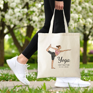 Yoga Instructor Dancer Pose Teacher Custom Name Tote Bag