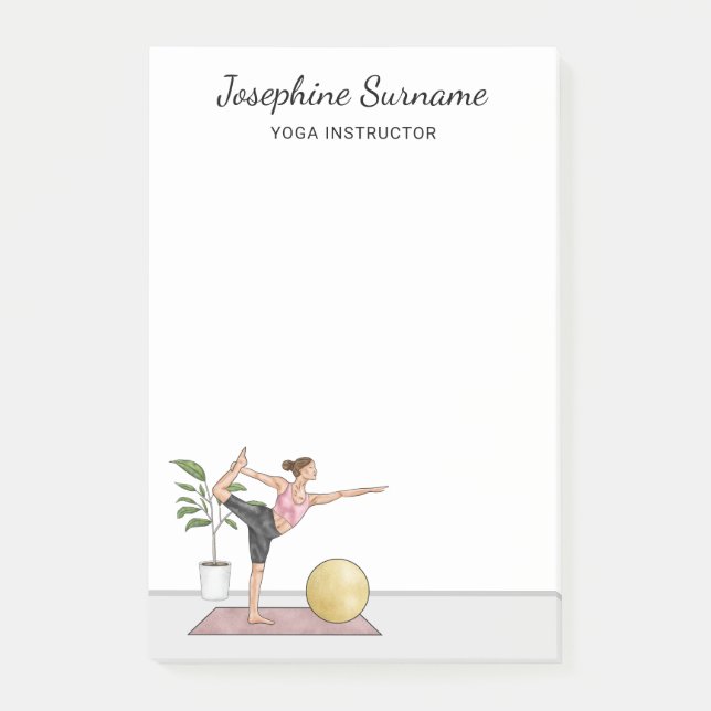 Yoga Instructor Dancer Pose Trainer Custom Name Post-it Notes (Front)