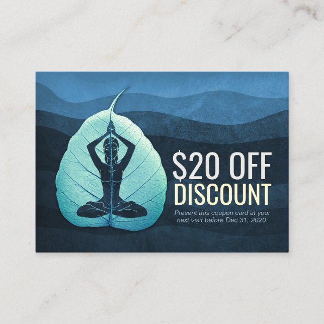 YOGA Instructor Discount Coupon Loyalty Bodhi Leaf (Front)