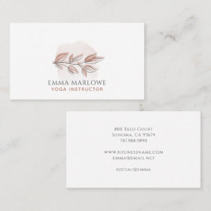 Yoga Instructor Dusty Pink Botanical Business Card