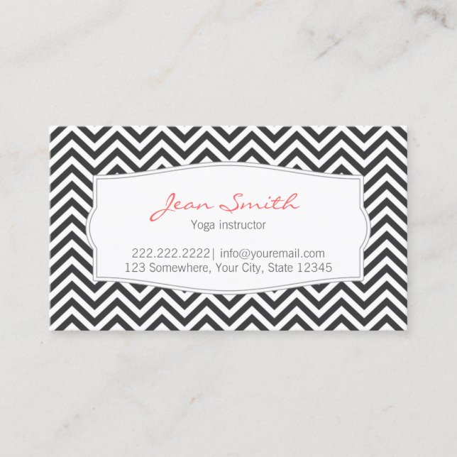 Yoga instructor Elegant Chevron Stripes Business Card (Front)