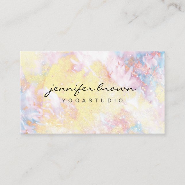 Yoga Instructor elegant watercolor Business Card (Front)