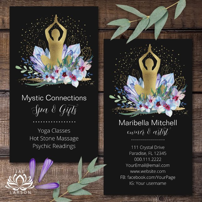 Yoga Instructor Energy Healer Crystals Reiki Spa Business Card (Creator Uploaded)
