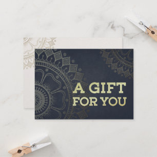 YOGA Instructor Gift Certificate Blue Gold Mandala