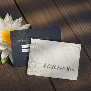 YOGA Instructor Gift Certificate Blue Gold Mandala