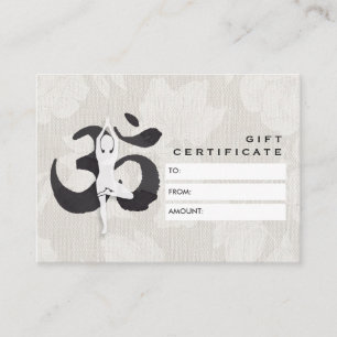 YOGA Instructor Gift Certificate Elegant Om Symbol