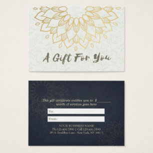 YOGA Instructor Gift Certificate Gold Foil Mandala