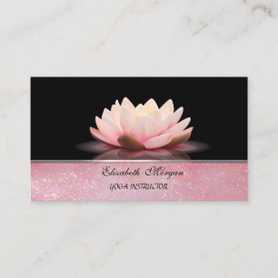 Yoga Instructor Glitter Lotus Flower Business Card