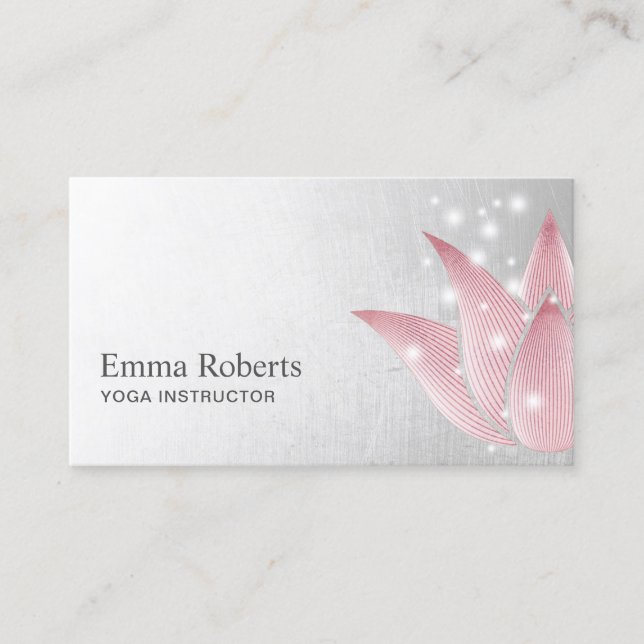 Yoga Instructor Glowing Lotus Healing Spa Elegant Business Card (Front)