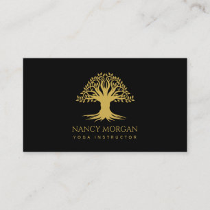 Yoga Instructor Gold Life Tree Business Card