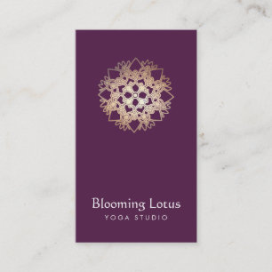 Yoga Instructor Gold Lotus Purple Business Card