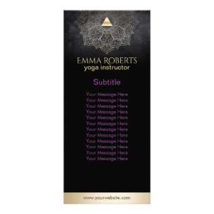 Yoga Instructor Gold Mandala Lotus Elegant Black Rack Card
