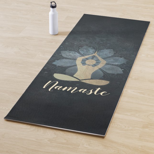 Yoga Instructor Gold Meditation Pose Mandala Sign Yoga Mat (In Situ)