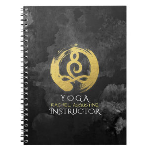 Yoga Instructor Gold Meditation Posture Zen Symbol Spiral Notebook