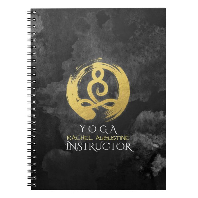 Yoga Instructor Gold Meditation Posture Zen Symbol Spiral Notebook (Front)