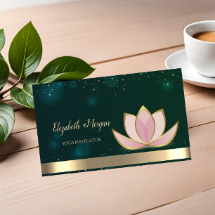  Yoga Instructor Green,Lotus Business Card