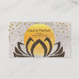 Yoga Instructor Lotus Flower Gold Confetti Business Card