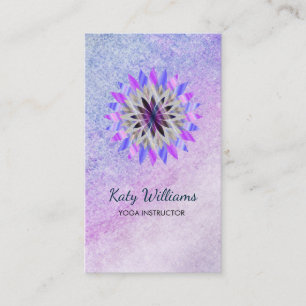 Yoga Instructor Lotus Flower Watercolor Healing Business Card