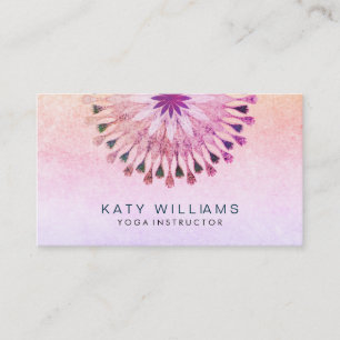 Yoga Instructor Lotus Flower Watercolor pink Business Card