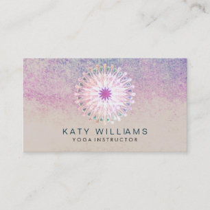 Yoga Instructor Lotus Flower Watercolor pink Business Card