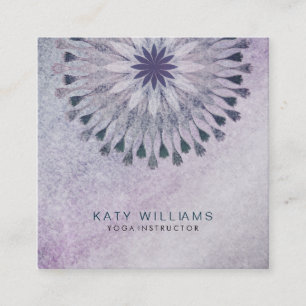 Yoga Instructor Lotus Flower Watercolor Vintage Square Business Card