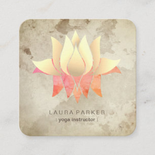 Yoga Instructor Lotus Gold Marble Elegant Square Business Card