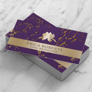 Yoga Instructor Lotus Logo Modern Purple & Gold Business Card