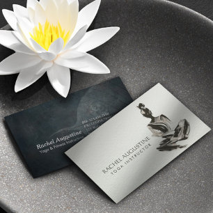 Yoga Instructor Lotus Meditation Pose Brushstrokes Business Card