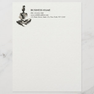 Yoga Instructor Lotus Meditation Pose Brushstrokes Custom Letterhead